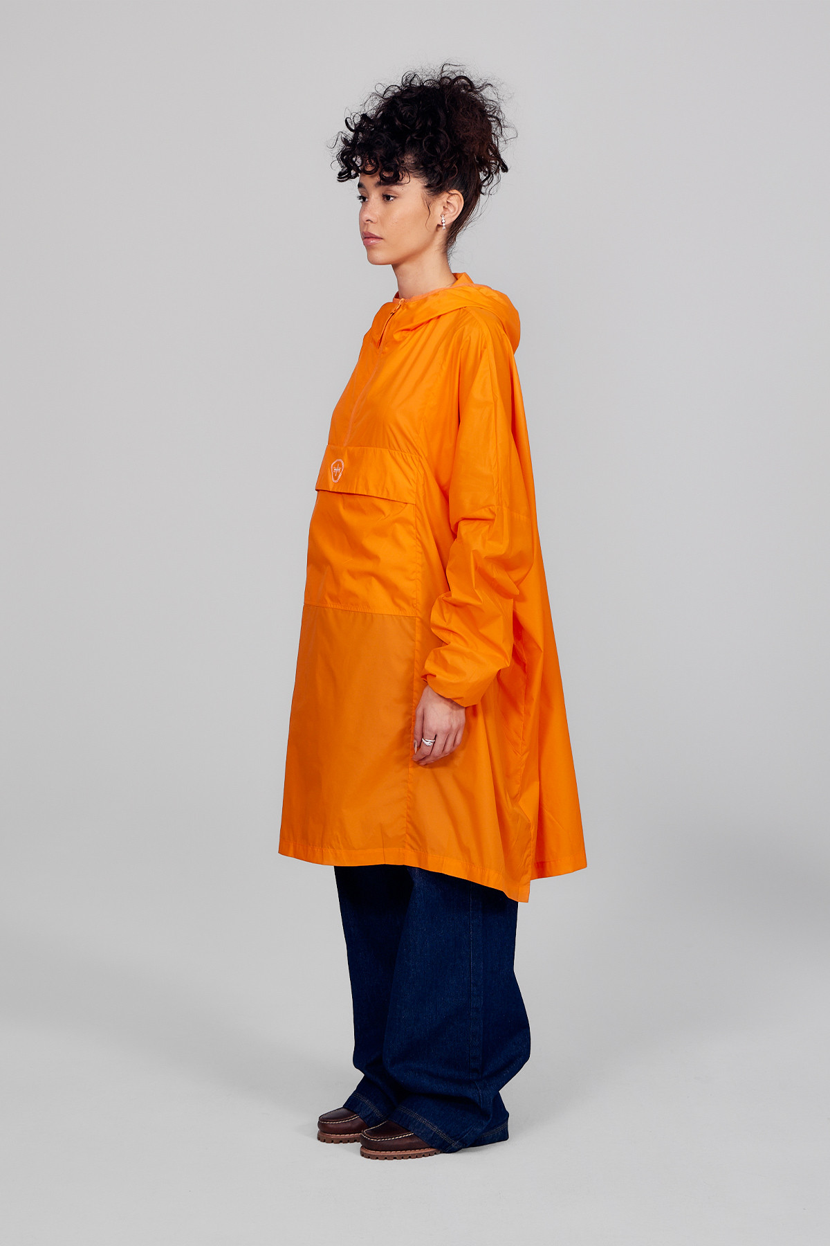 Anorak coupe-vent de poche en nylon fin Titi Orange