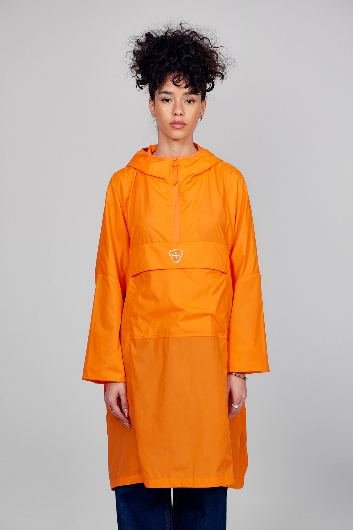 Anorak coupe-vent de poche en nylon fin Titi Orange