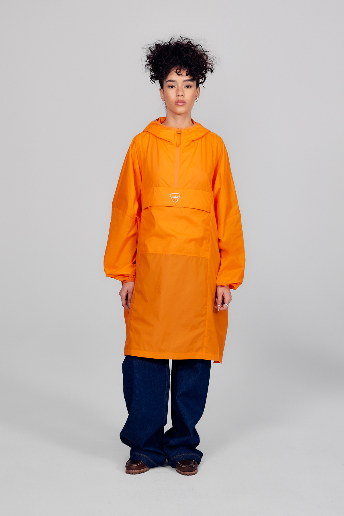 Anorak coupe-vent de poche en nylon fin Titi Orange